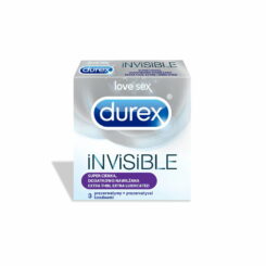 DUREX Invisible Extra Lubricated prezervatīvi, 3 gab.