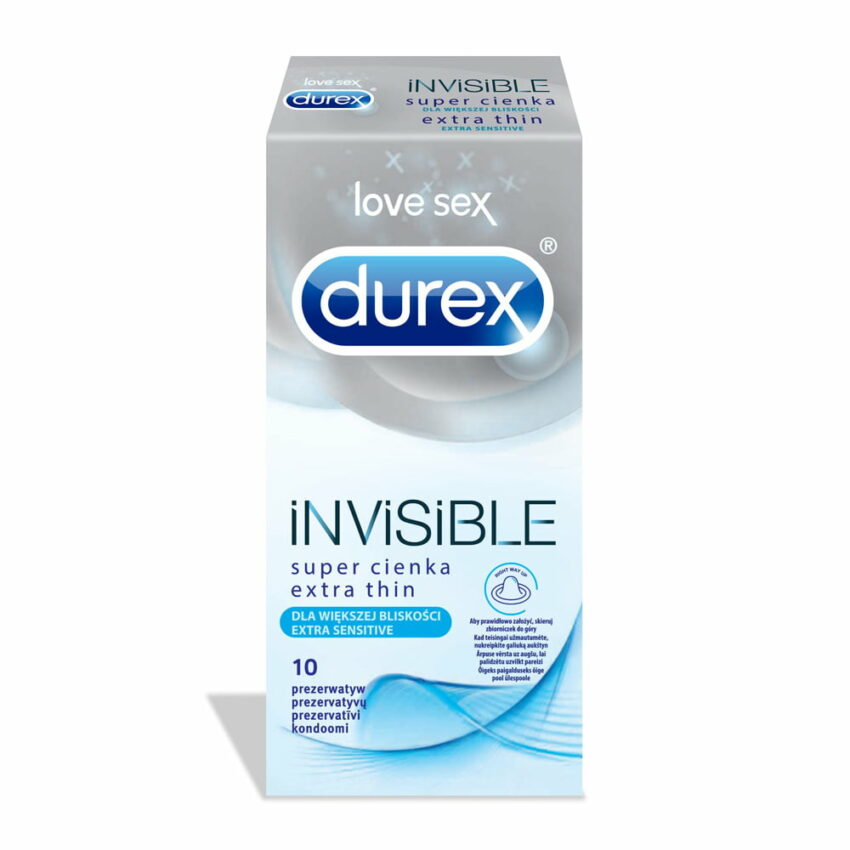 DUREX Invisible Extra Sensitive prezervatīvi, 10 gab.