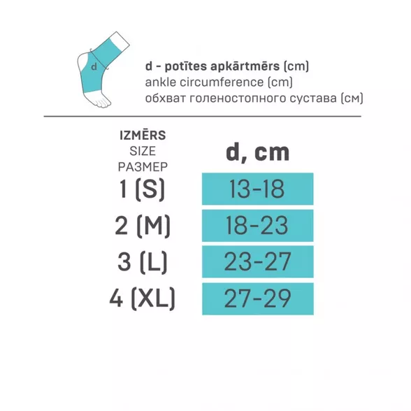 Elastīgs apsējs no neoprēna (ortoze) pēdas locītavas fiksācijai TONUS ELAST 0310