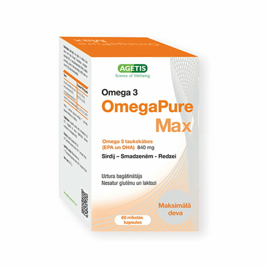 OmegaPure MAX 840 mg mīkstās kapsulas sirdij, smadzenēm, redzei, N60