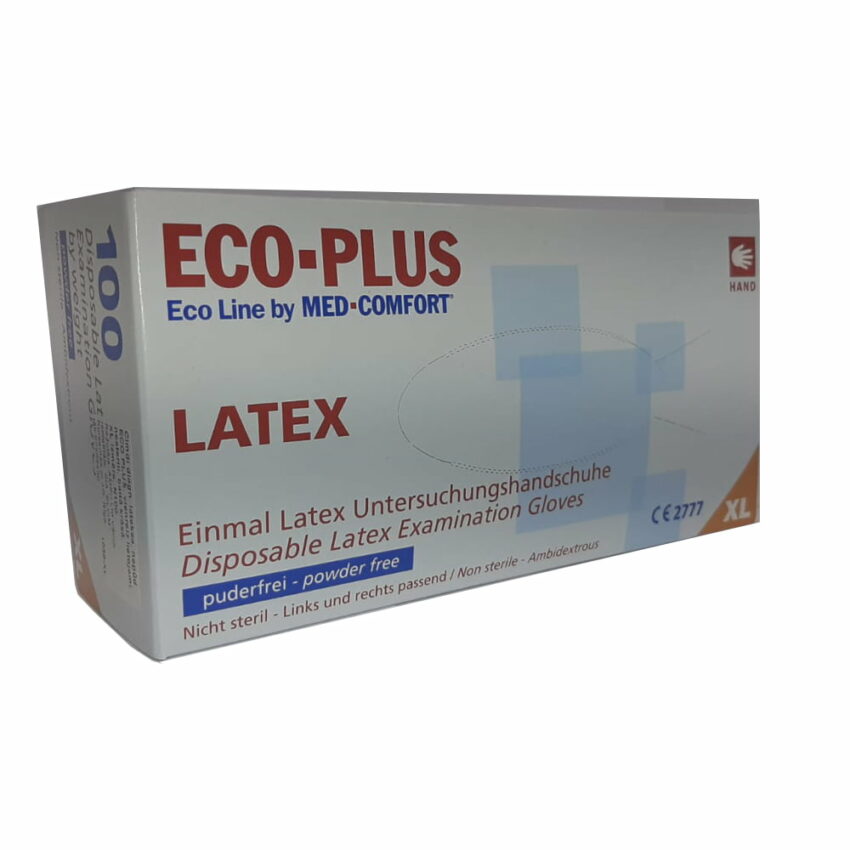 EcoPlus XL Перчатки медицинские диагностические латексные ECO PLUS без пудры / нестерильные N100, размер XL.