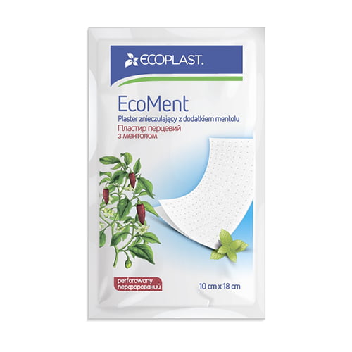 ECOPLAST Пластырь перцовый с ментолом перфорированный EcoMent 10×18 cm, N1