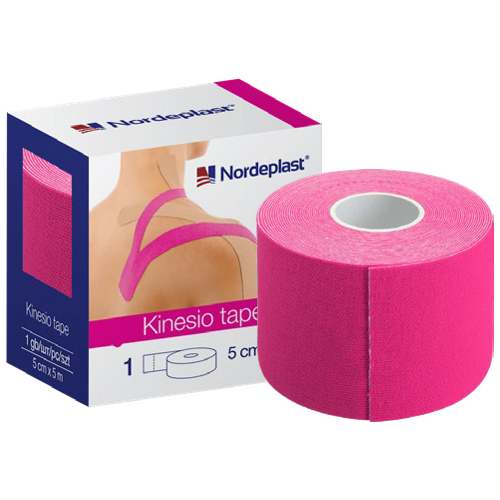 Kinezioloģiskais teips Nordeplast 5 cm x 5 m rozā, 1 gab