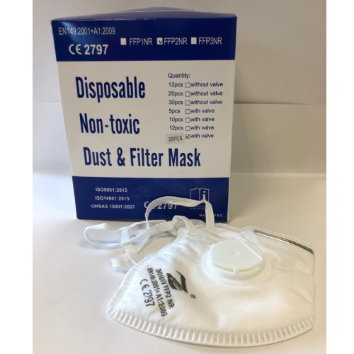Respirators FFP2NR ar vārstu,  ZH3161V, plakani, salocīti "folded" tips, N25