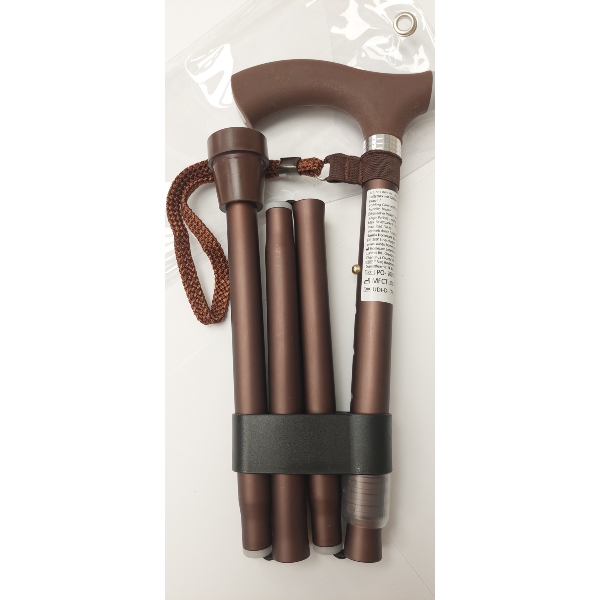 Spieķis alumīnija saliekams, ar silikona rokturi, brūna krāsa.