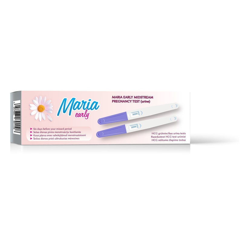 MARIA EARLY MIDSTREAM tests agrīnās grūtniecības noteikšanai, 2 gab.
